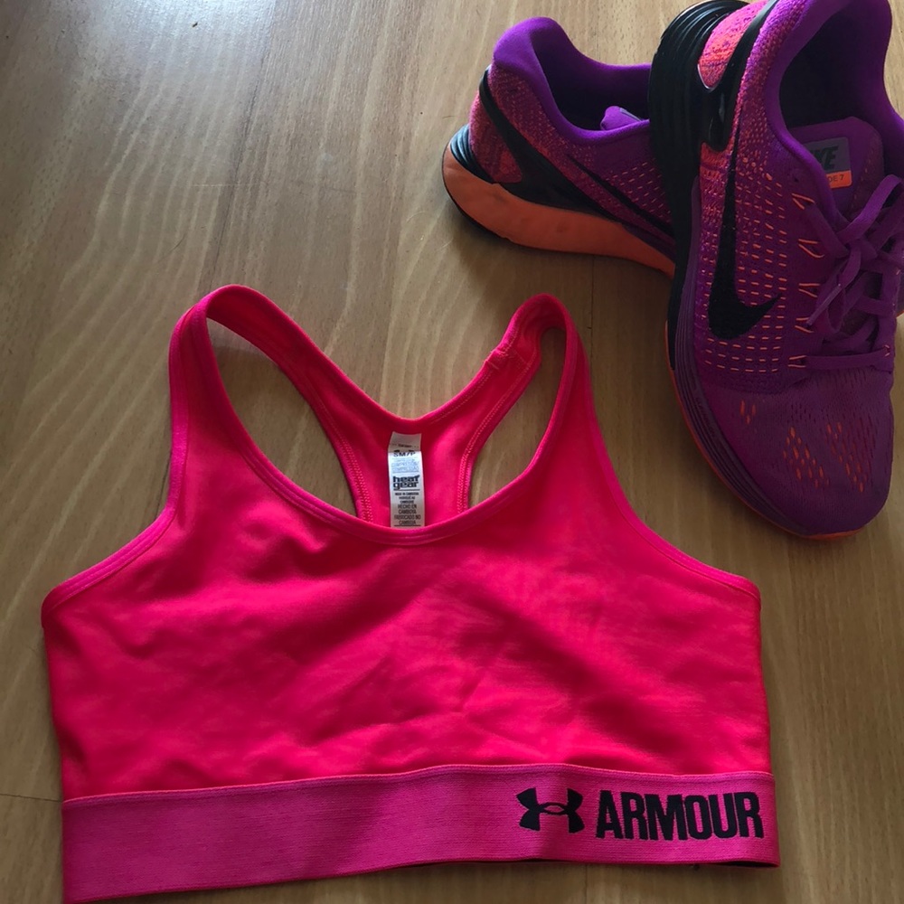 Hot pink under armour sports bra